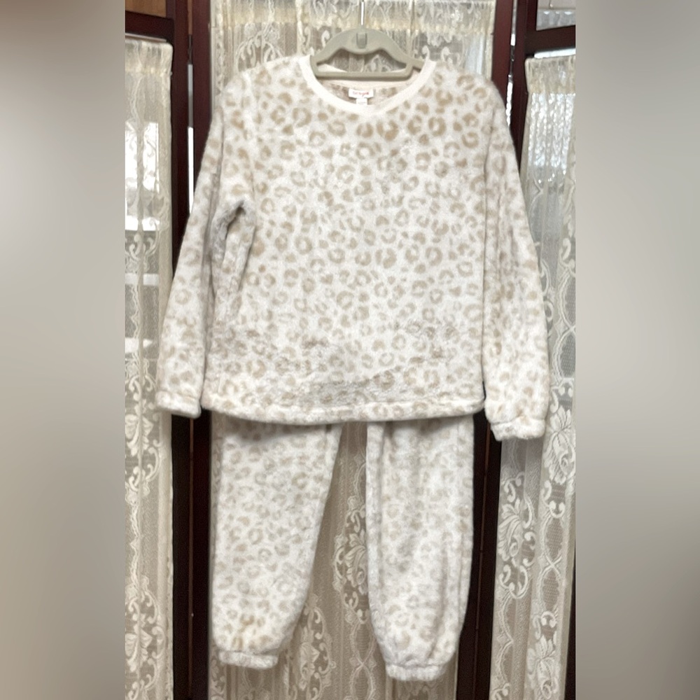 2 PC CAT & JACK FUZZY ANIMAL PRINT SET - SZ XL 14/16